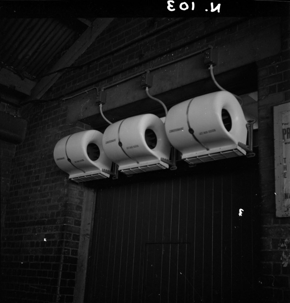 N103 Image showing an overhead air curtain unit at the Queen Victoria Market