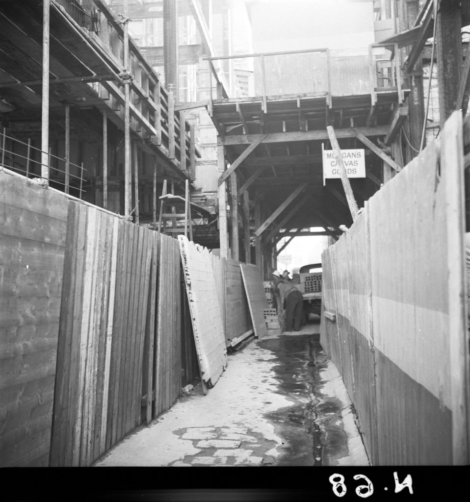 N68 Image showing a construction site with hoardings on Caledonian Lane, off Little Bourke Street