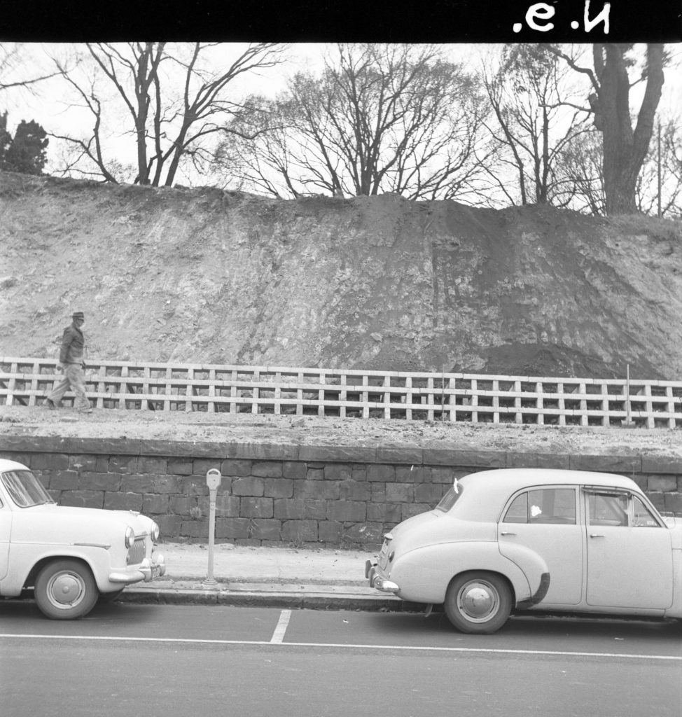 N9 Image showing a block wall around Flagstaff Gardens