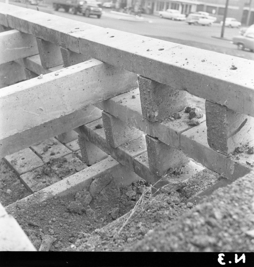 N3 Image showing construction of a block wall around Flagstaff Gardens