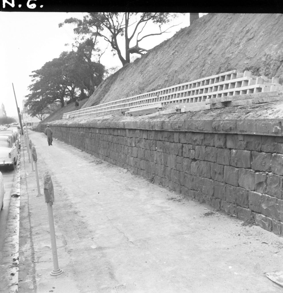 N6 Image showing a block wall around Flagstaff Gardens