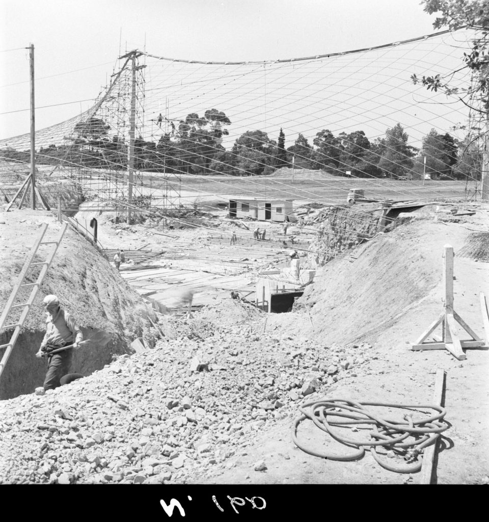 N160 Image showing digging of a sewer trench during construction of the Sidney Myer Music Bowl