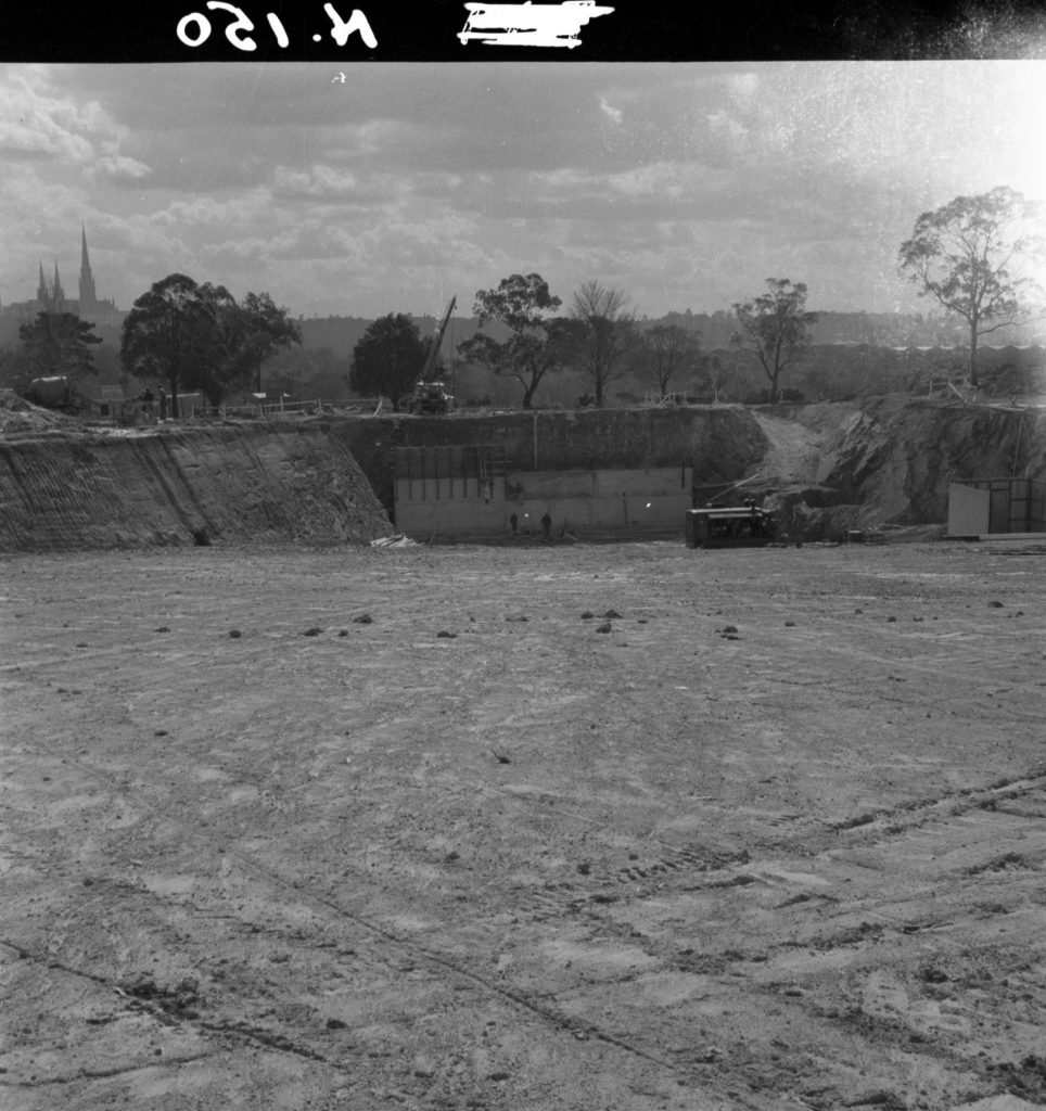 N150 Image showing excavations during construction of the Sidney Myer Music Bowl