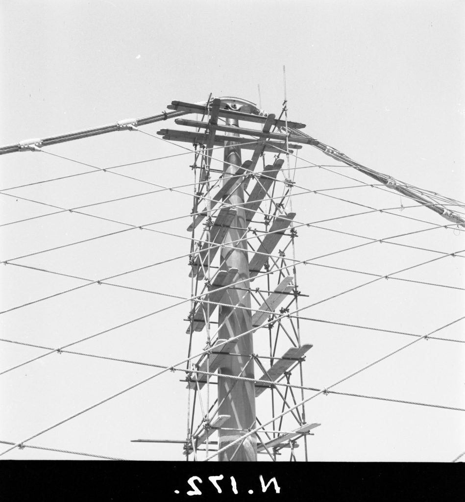 N172 Image showing the main cable anchor during construction of the Sidney Myer Music Bowl