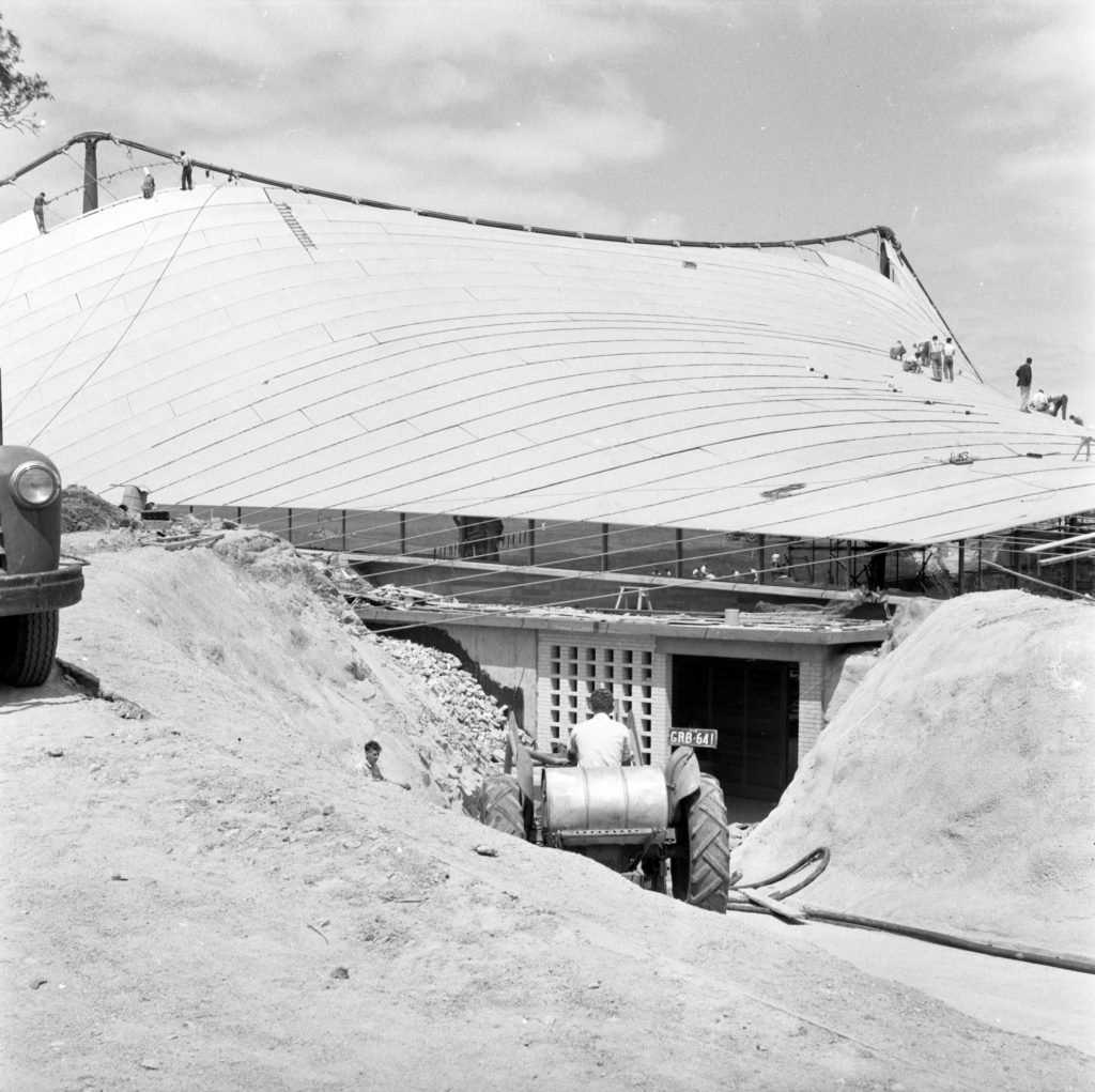 N177 Image showing the stage entrance during construction of the Sidney Myer Music Bowl