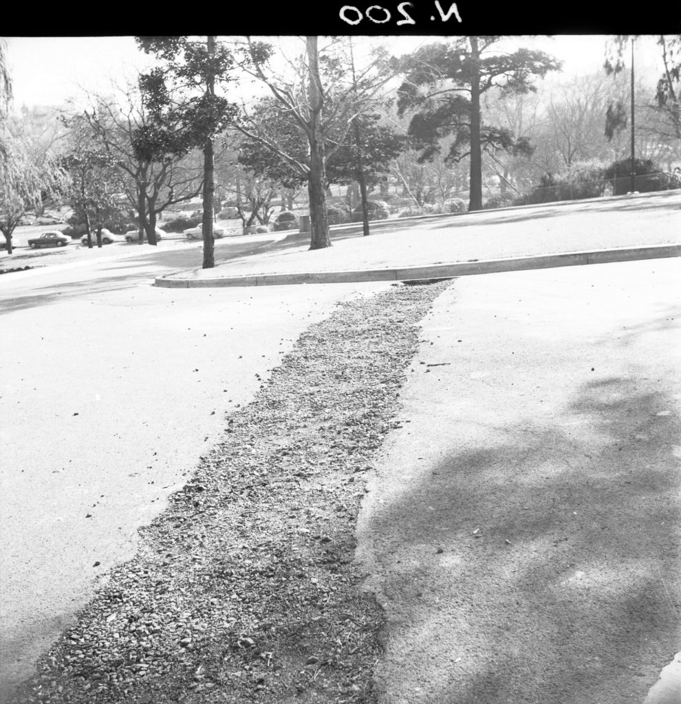 N200 Image showing temporary filling of a sewer trench during construction of the Sidney Myer Music Bowl