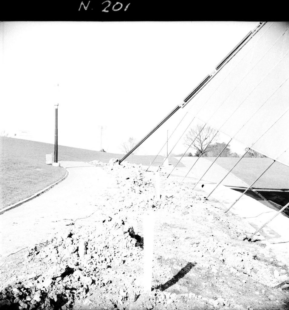 N201 Image showing rust protection for secondary cables during construction of the Sidney Myer Music Bowl