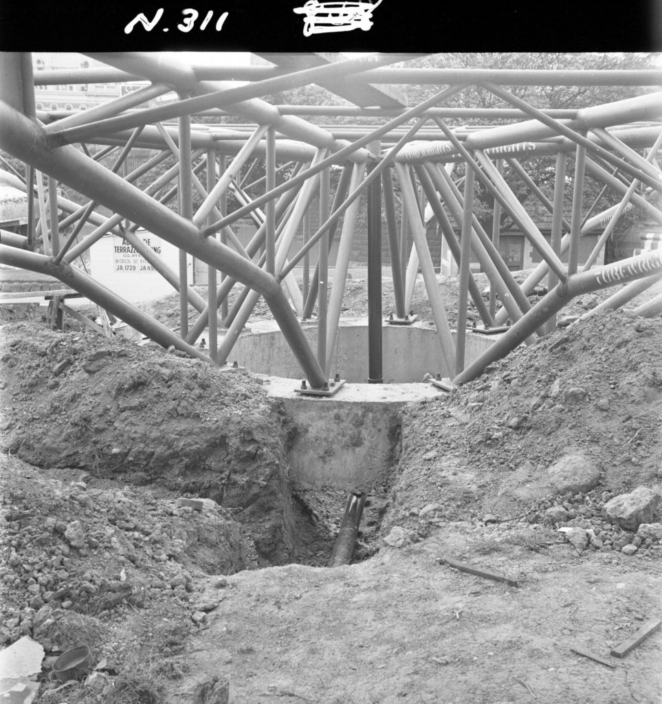 N311 Image showing construction of the Southgate Fountain in Snowden Gardens