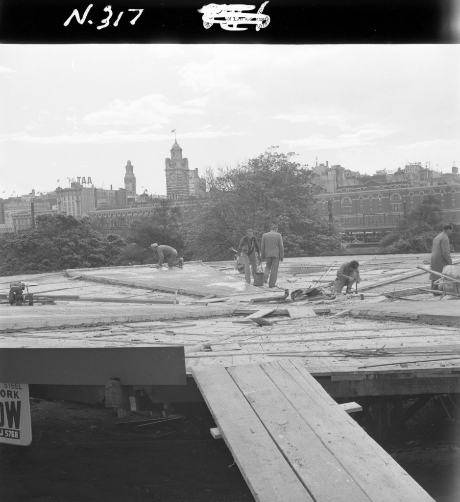 N317 Image showing concreting during construction of the Southgate Fountain in Snowden Gardens