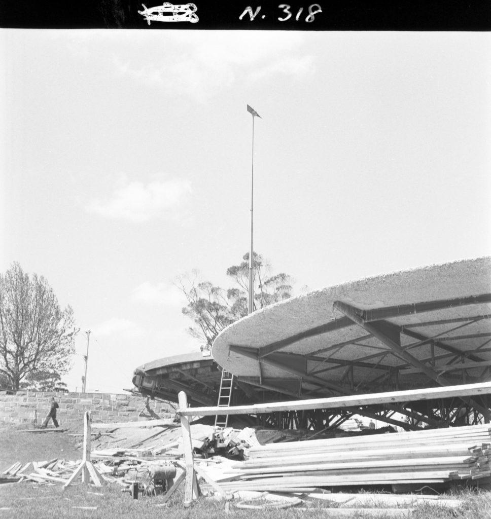 N318 Image showing the underside of the Southgate Fountain, during its construction in Snowden Gardens