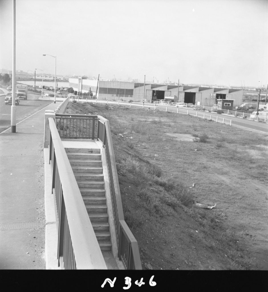 N346 Image showing a view of Shepherd Bridge, with embankment and steps to its lower level