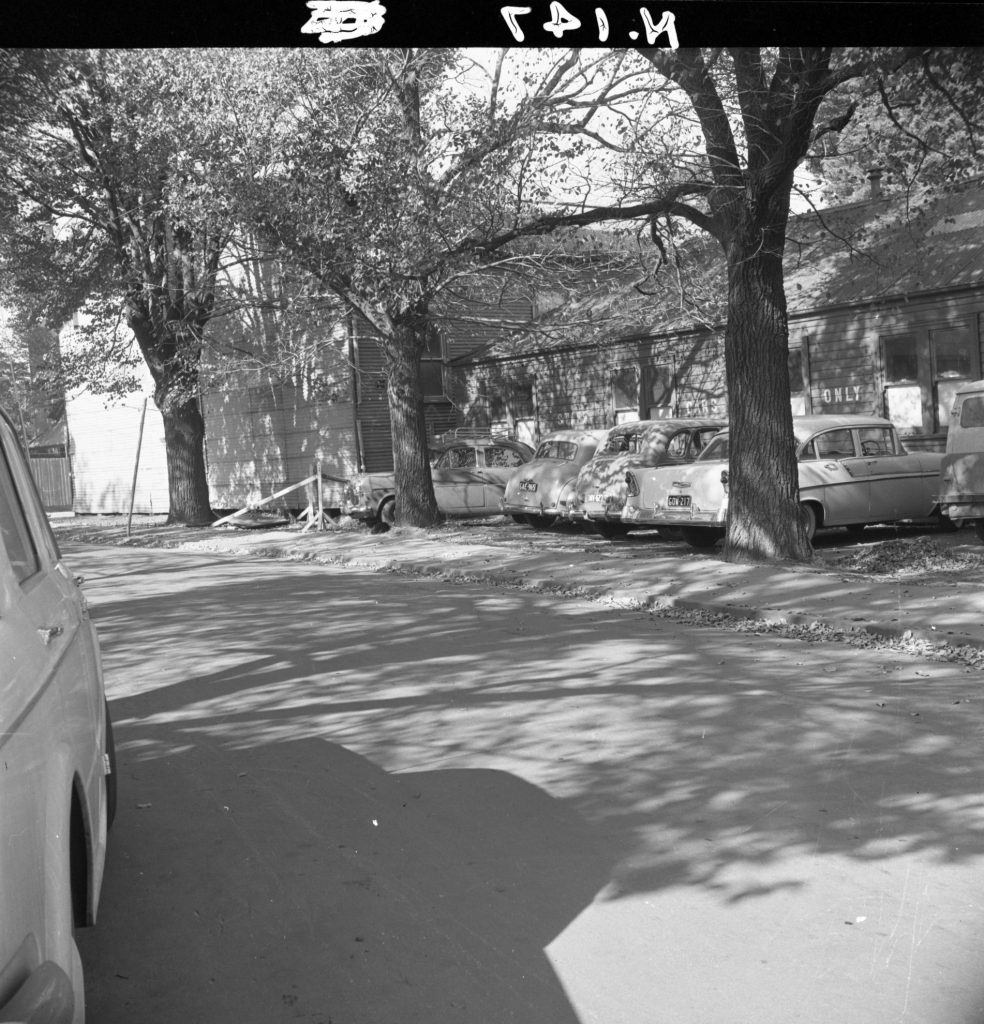 N147 Image of Melbourne University grounds, showing Tin Alley prior to constructions