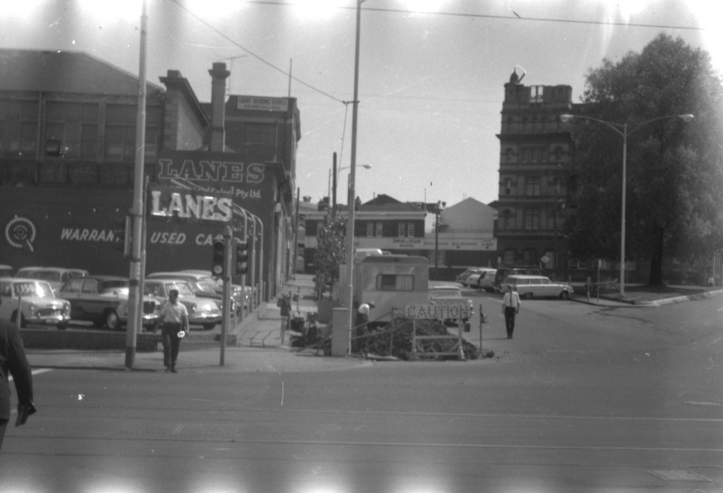 N612 Image showing Postmaster-General (P.M.G.) works on Exhibition Street, La Trobe Street and Victoria Street