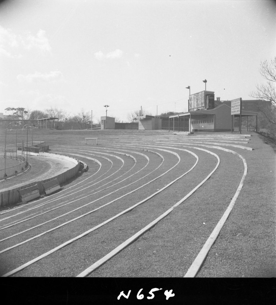 N654 Image showing construction of new terracing at North Melbourne Stadium