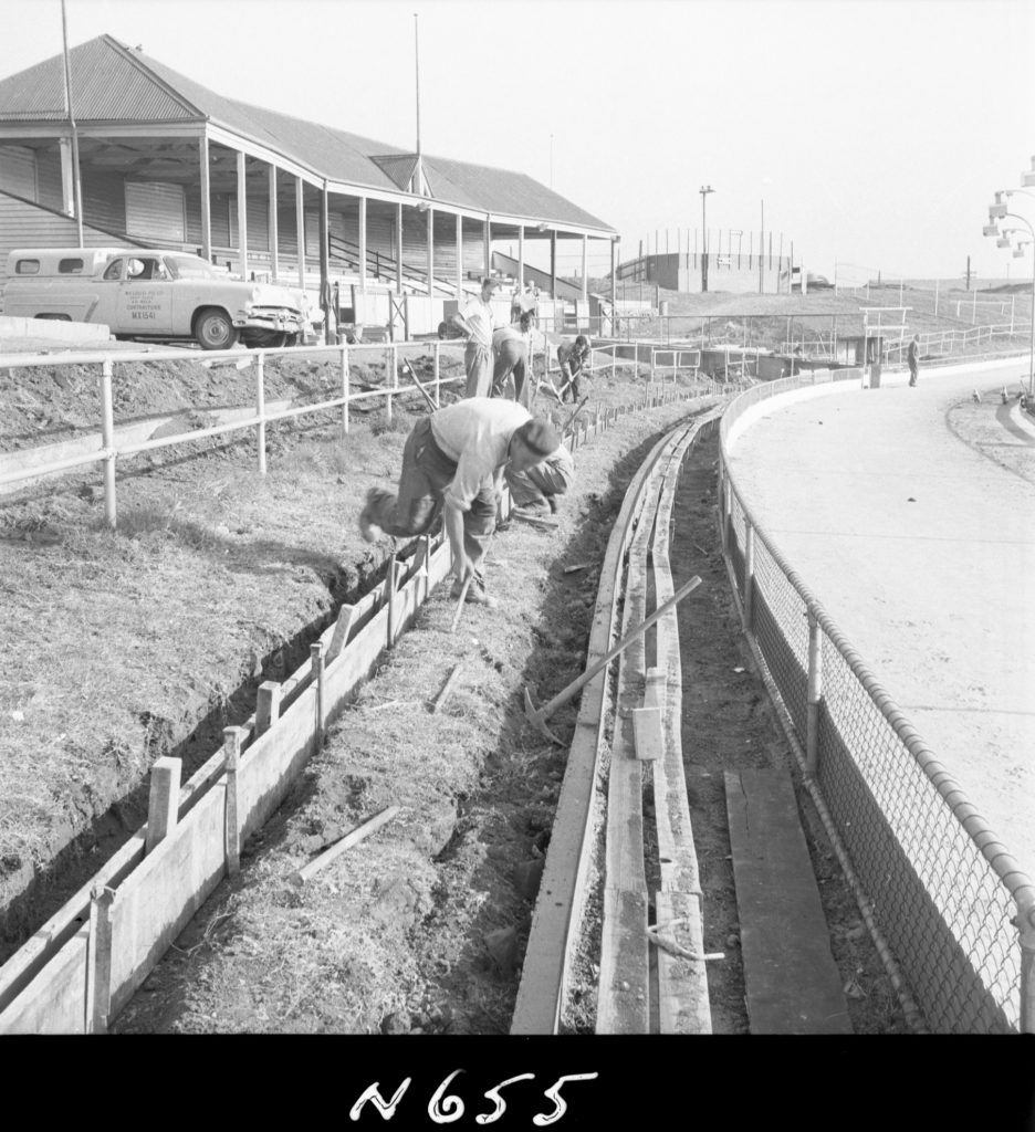 N655 Image showing construction of new terracing at North Melbourne Stadium