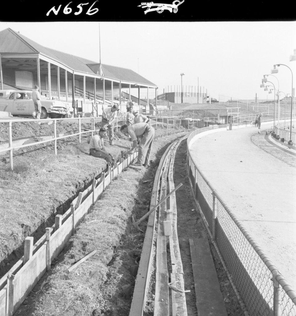 N656 Image showing construction of new terracing at North Melbourne Stadium