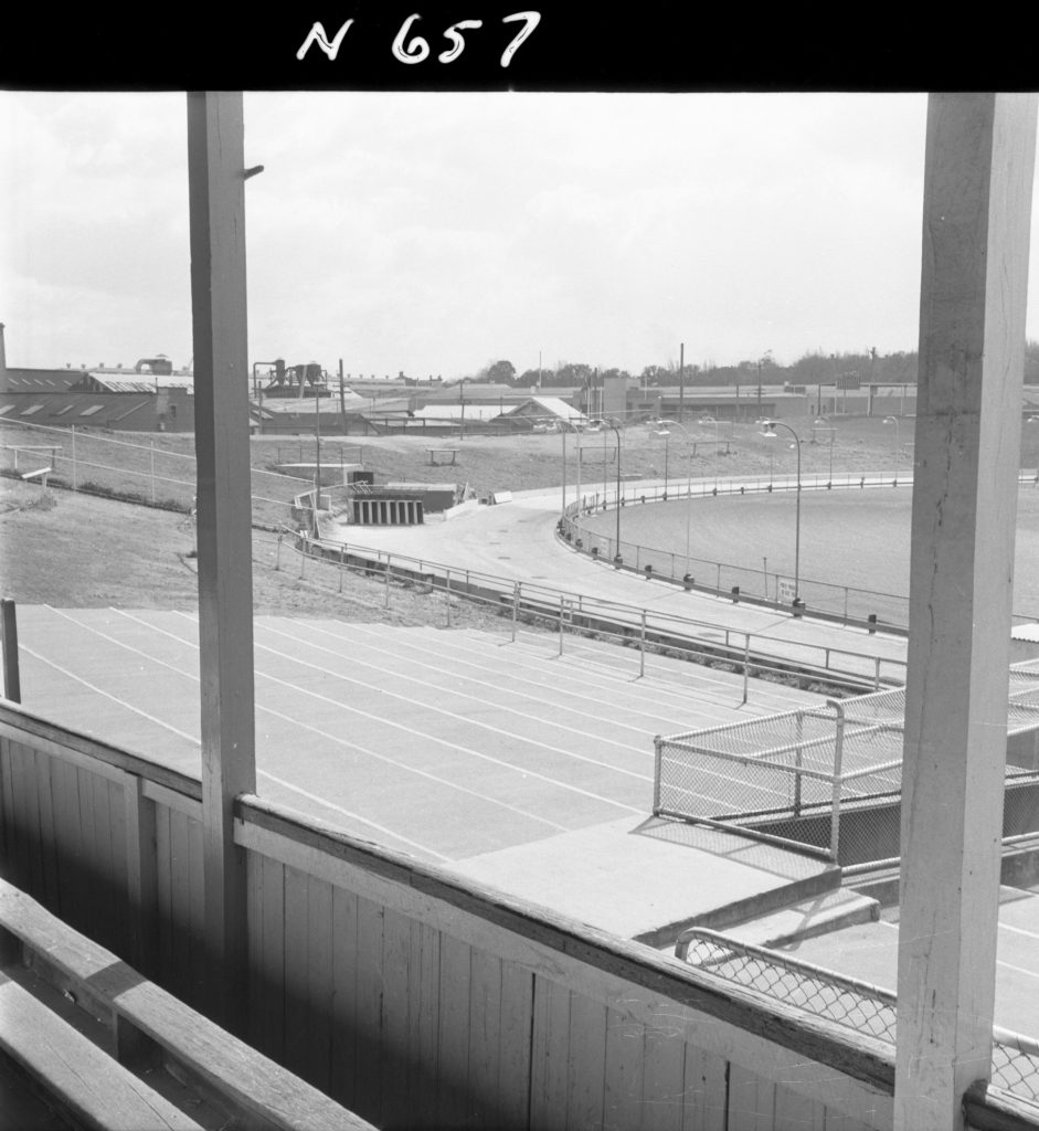 N657 Image showing construction of new terracing at North Melbourne Stadium