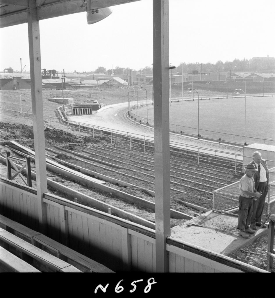 N658 Image showing construction of new terracing at North Melbourne Stadium