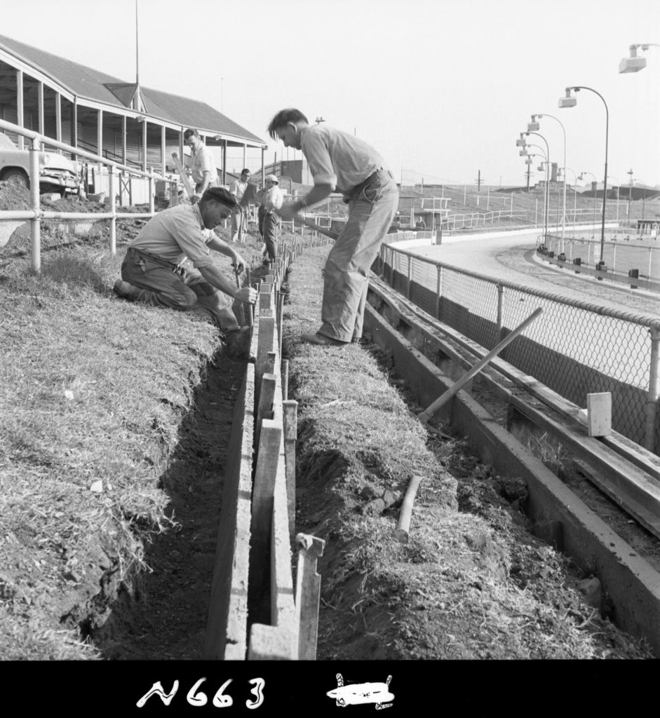 N663 Image showing construction of new terracing at North Melbourne Stadium