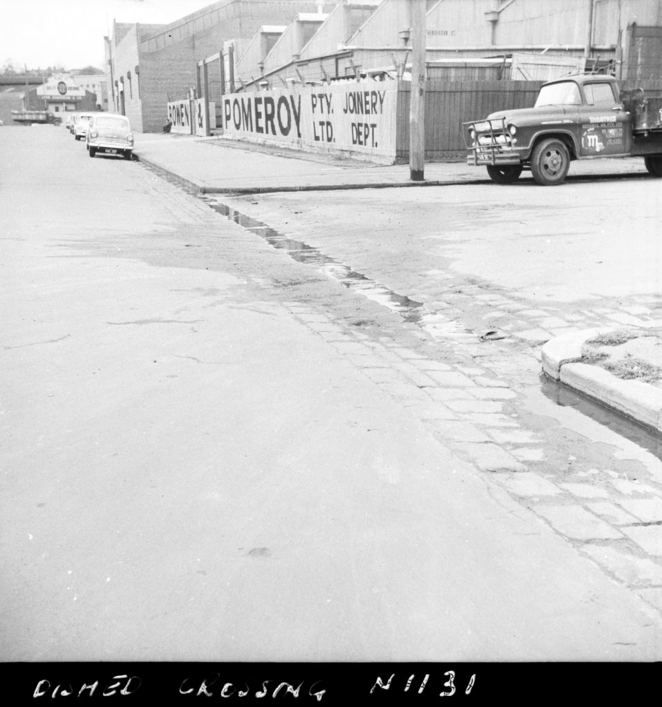 N1131 Image showing a dished crossing on Macaulay Road, North Melbourne