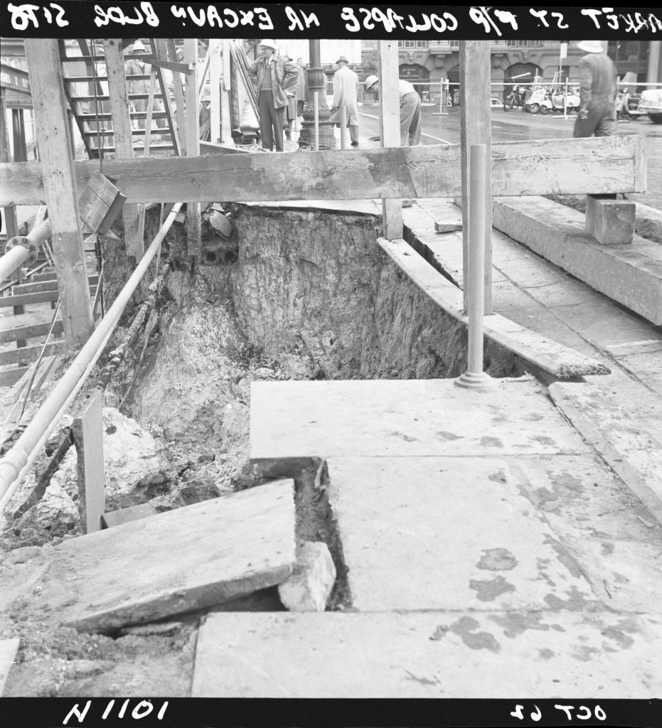 N1101 Image showing a collapsed footpath on Market Street