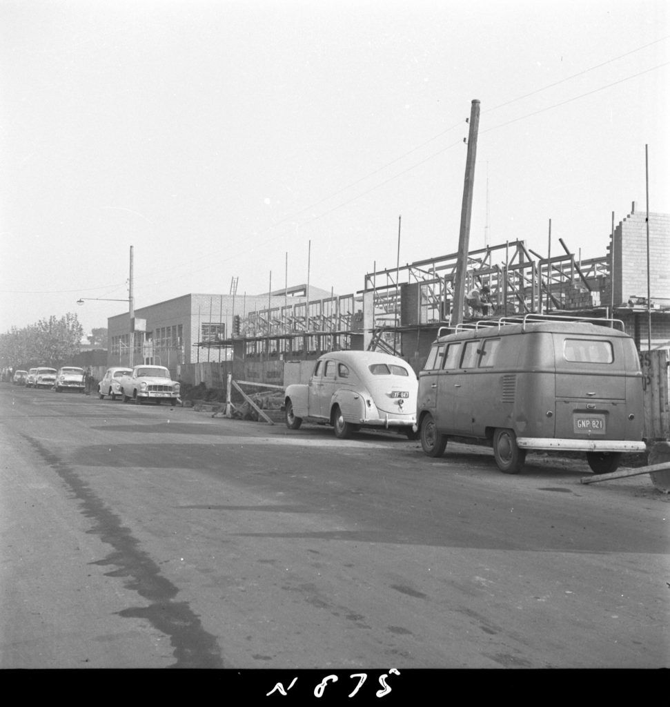 N875 Image showing construction of Melbourne City Council’s City Engineers Department Workshops on Green Street, North Melbourne