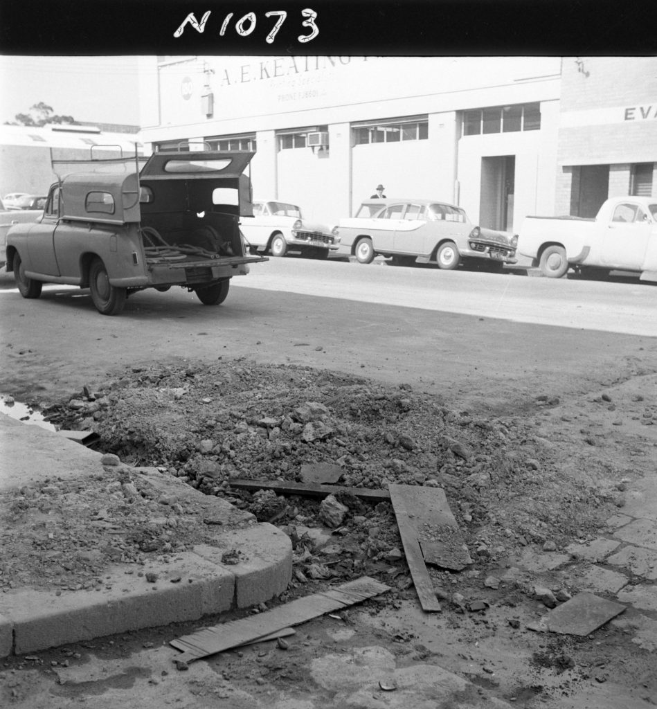 N1073 Image showing plumbers openings for new fire and domestic water services on Berkeley Street