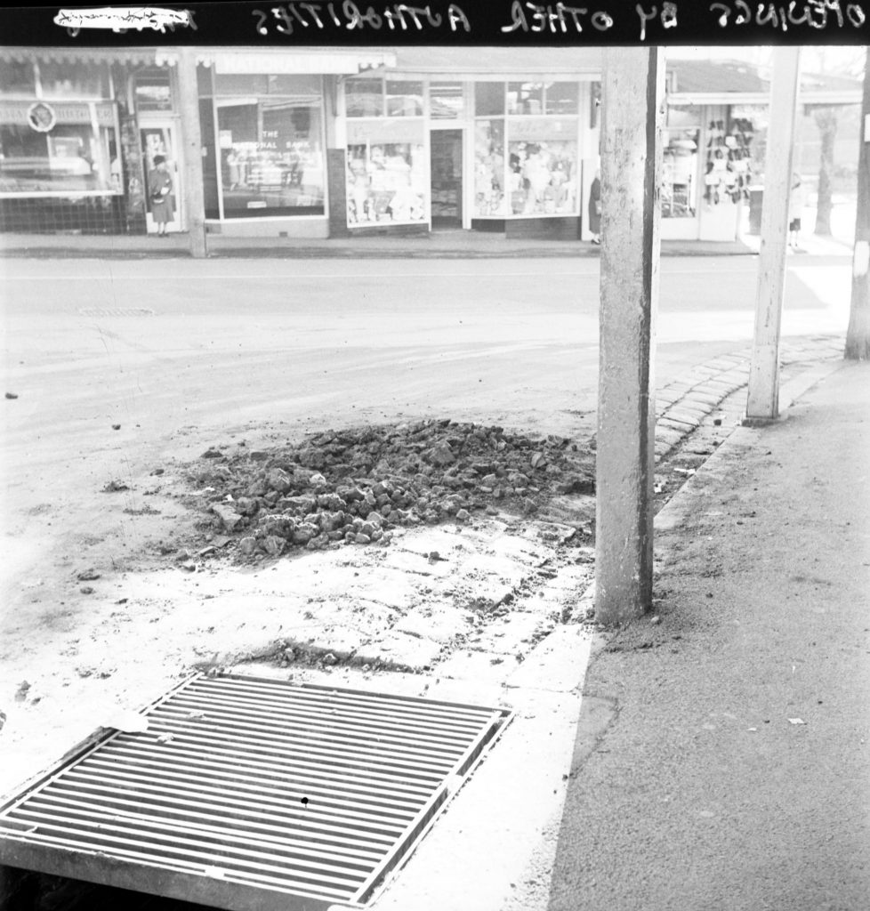 N1020 Image showing the corner of Gower Street and Macaulay Road, after road opening by other authorities