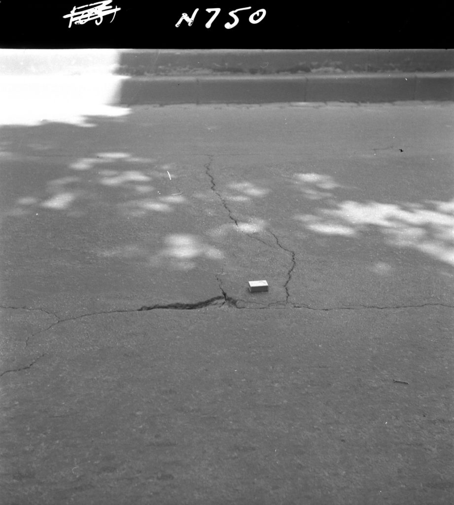 N750 Image showing cracks in the road on Royal Parade, near pole 115