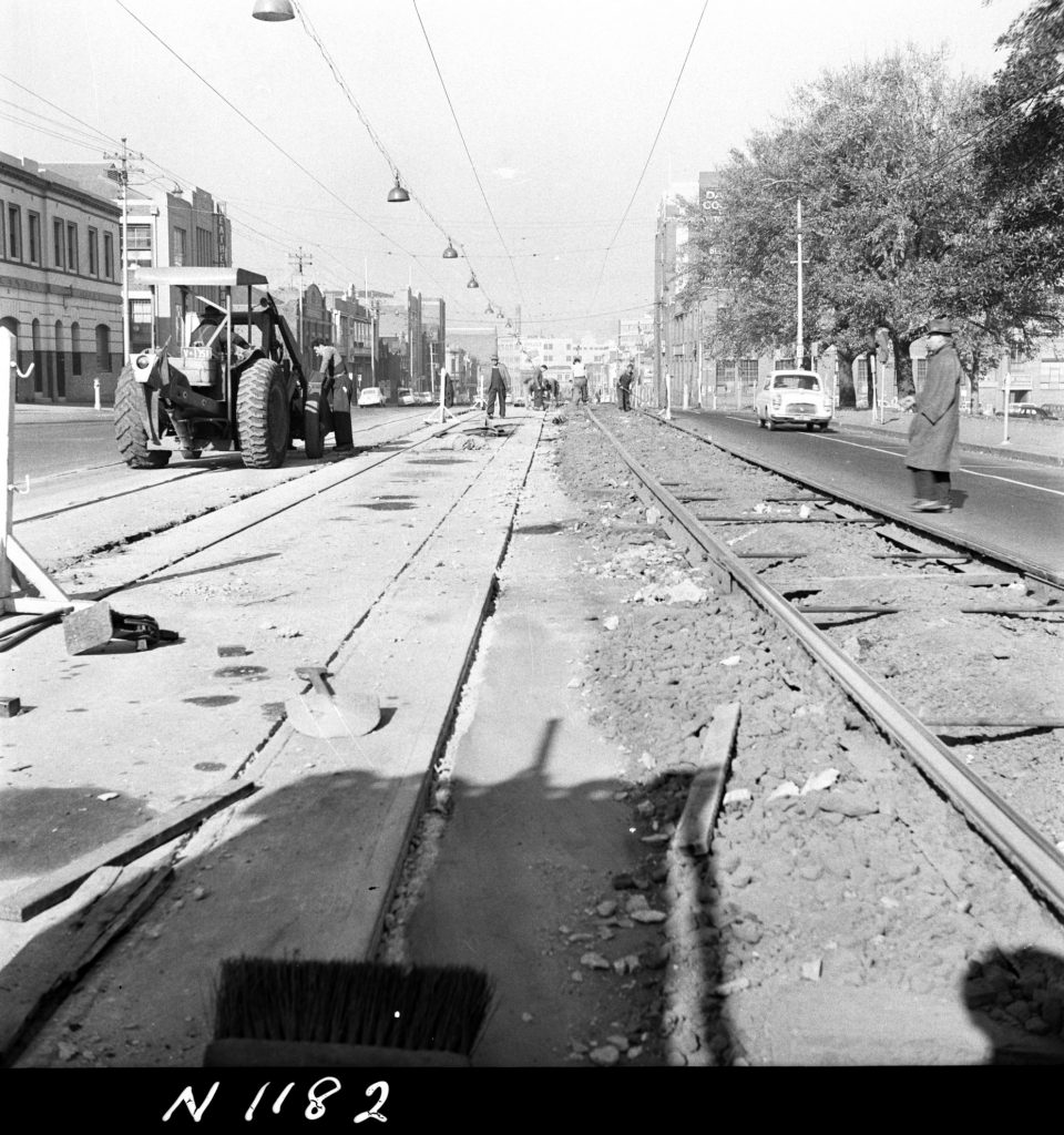 N1182 Image showing tram track works on Swanston Street