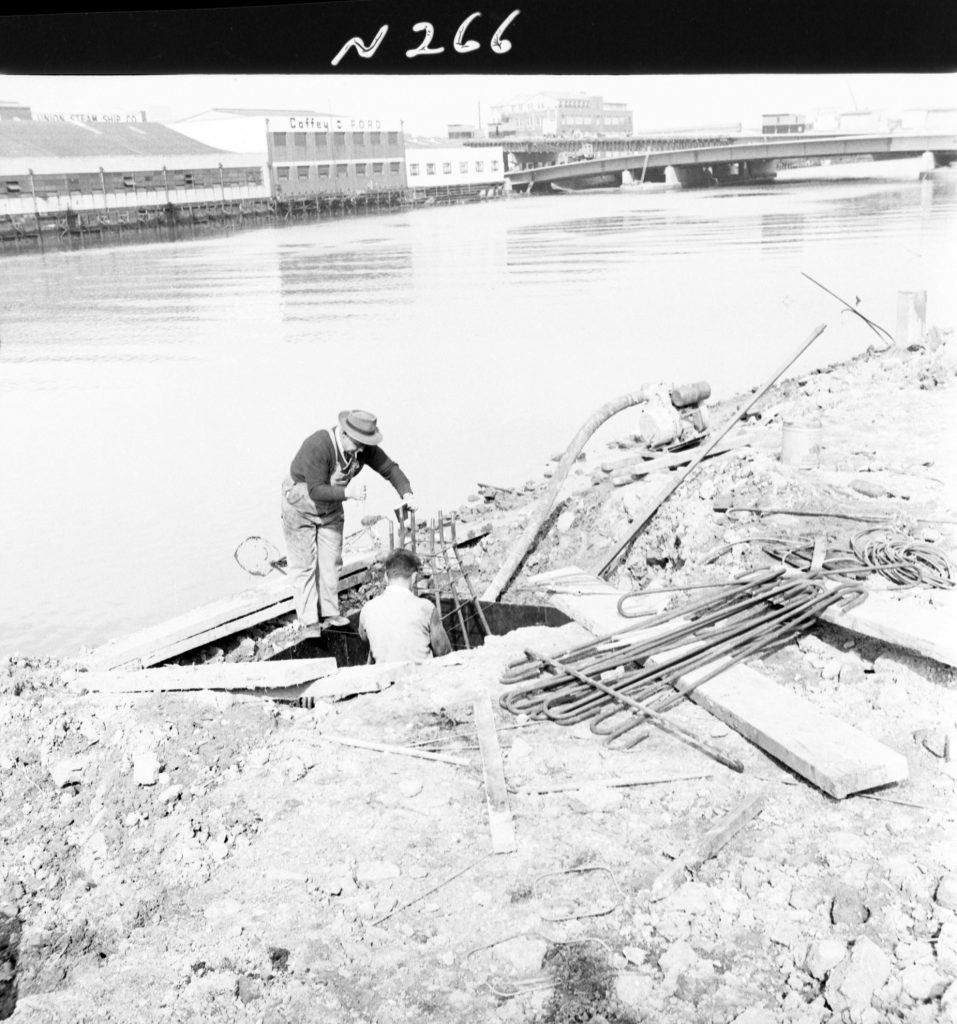 N266 Image showing foundations for a heliport during construction of the Swinging Basin car park