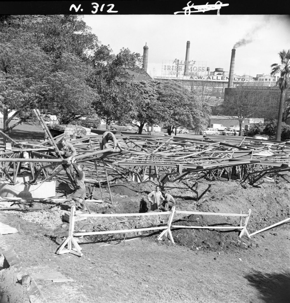 N312 Image showing construction of Southgate Fountain in Snowden Gardens