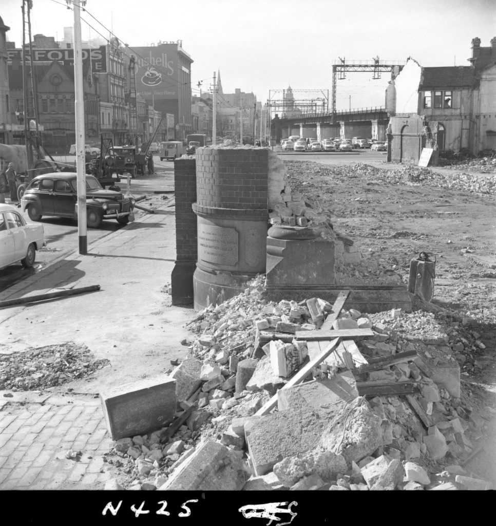 N425 Image showing demolitions during construction of the Flinders Street overpass