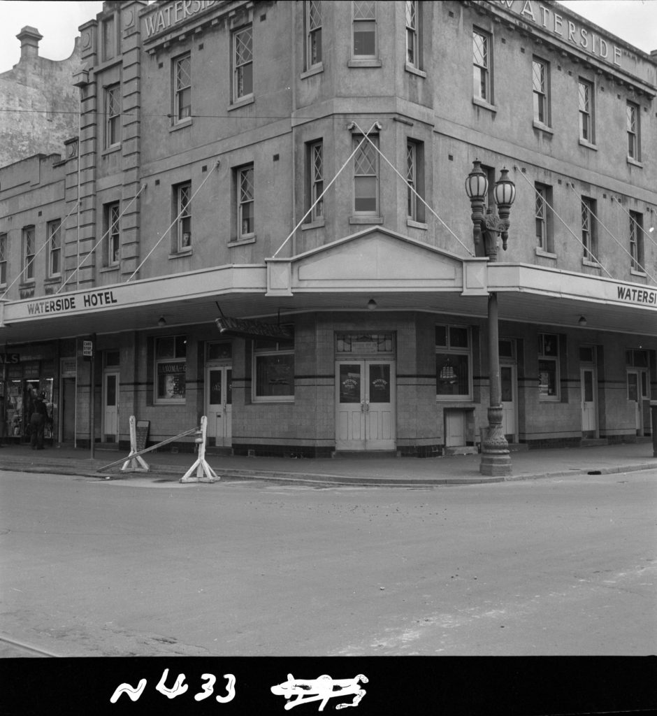 N433 Image showing a view of the Waterside Hotel during construction of the Flinders Street overpass