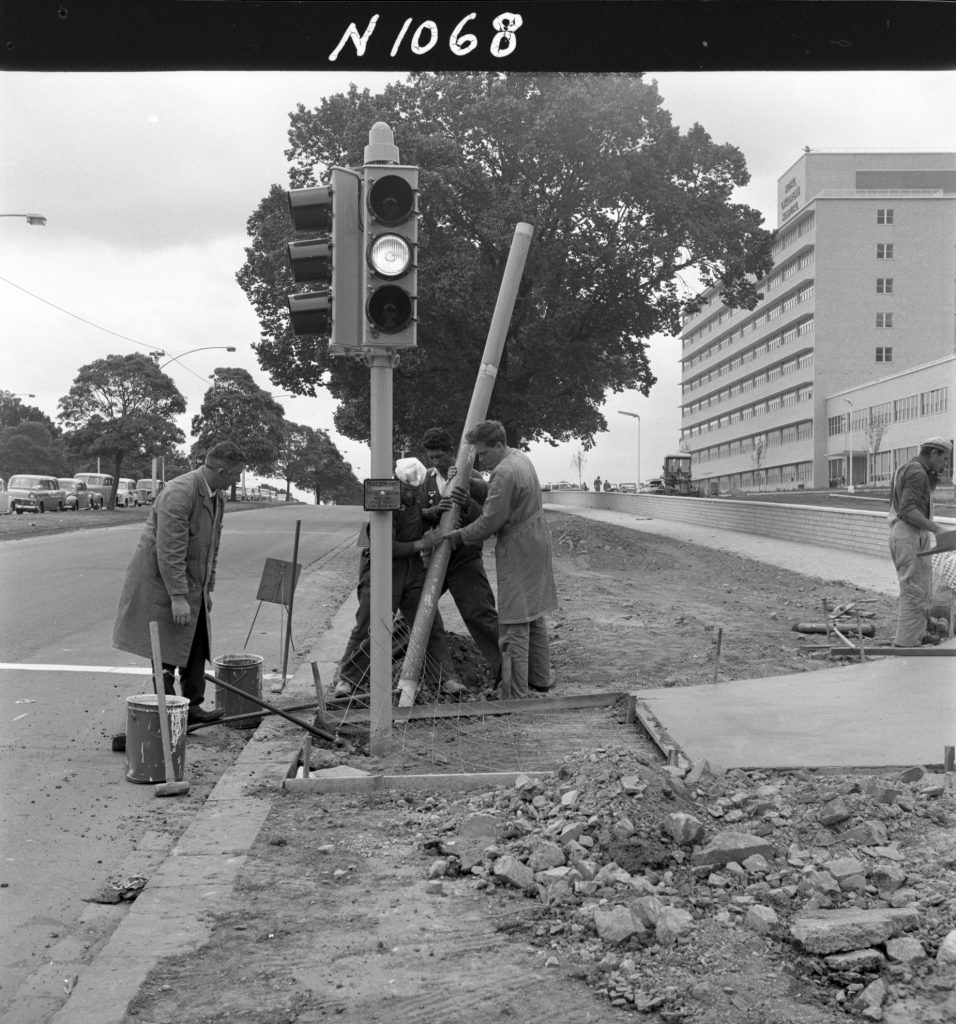 N1068 Image showing concrete path construction on Flemington Road, at the Royal Childrens Hospital