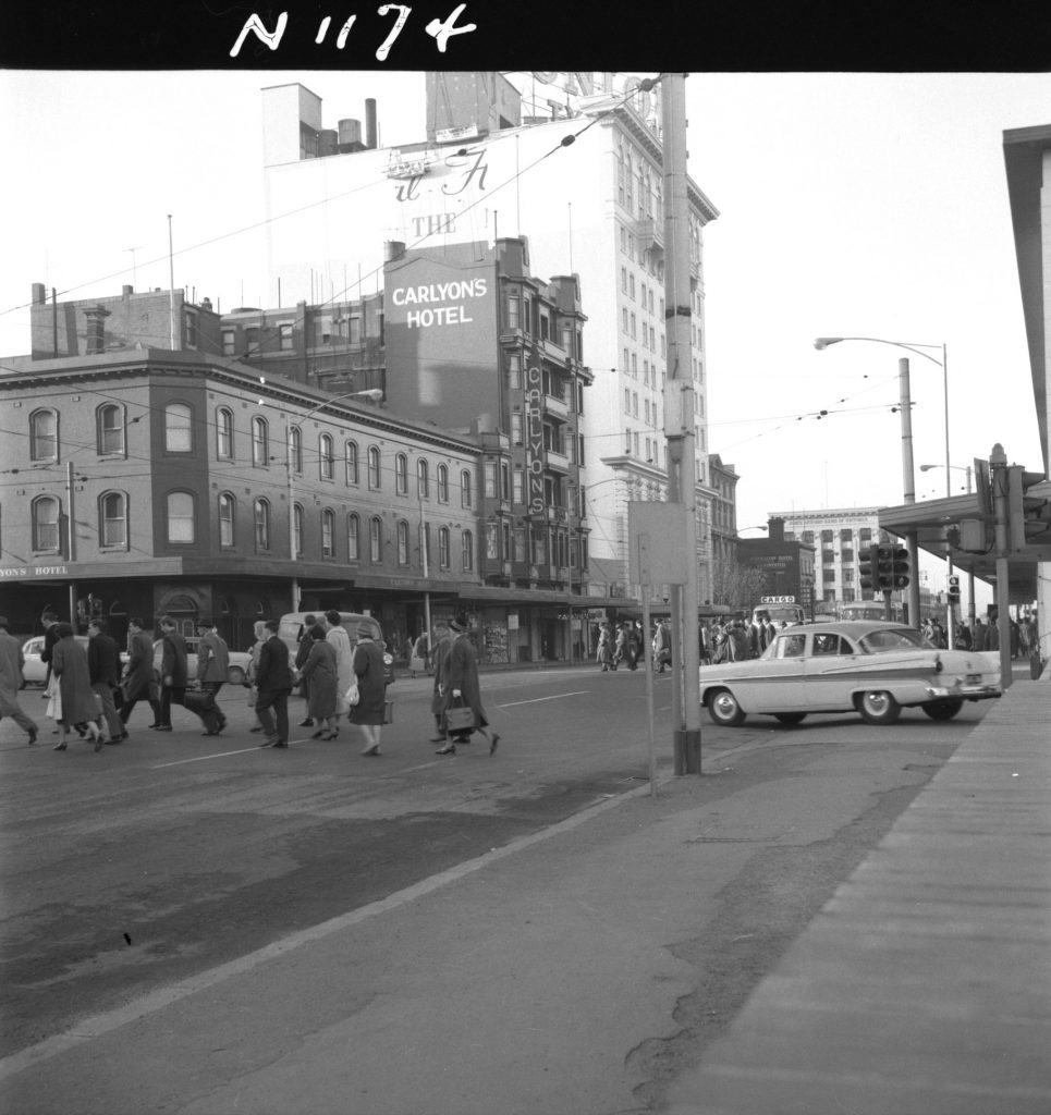 N1174 Image showing traffic and pedestrian flows on the corner of Spencer Street and Bourke Street