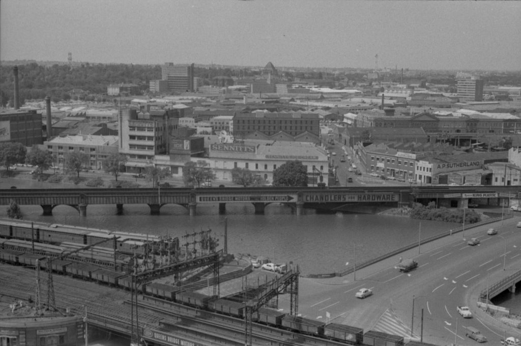 35A-7c Image of the Yarra River, Queen’s bridge, Sandridge bridge, the Flinders Street viaduct and a view over South Melbourne