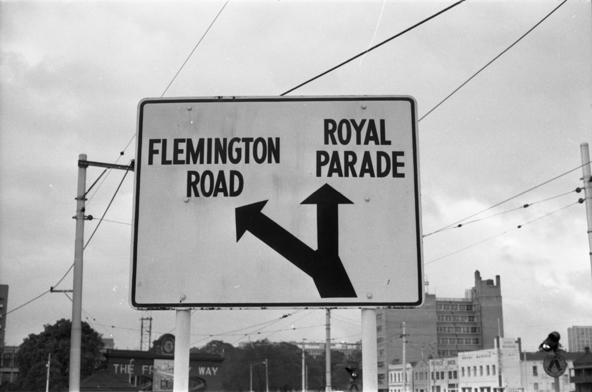 35A32d Image of a sign for Flemington Road and Royal Parade City