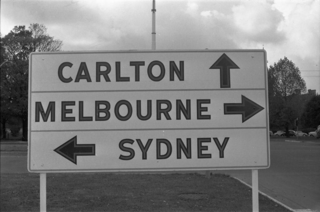 35A-35a Image of a sign for Carlton, Melbourne and Sydney