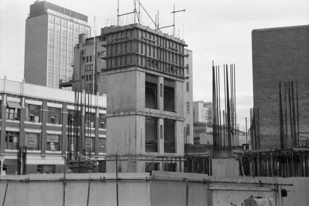 35A-51a Image showing construction of a building’s elevator shaft