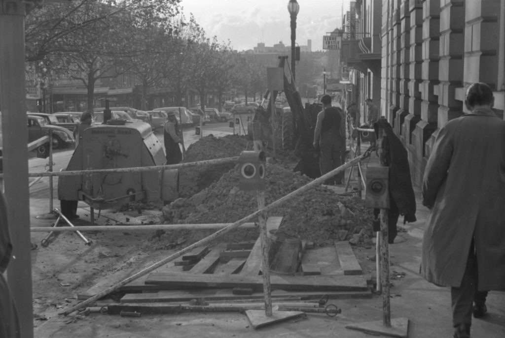 35A-51d Image showing footpath works on Exhibition Street, possibly by the Postmaster-General’s department