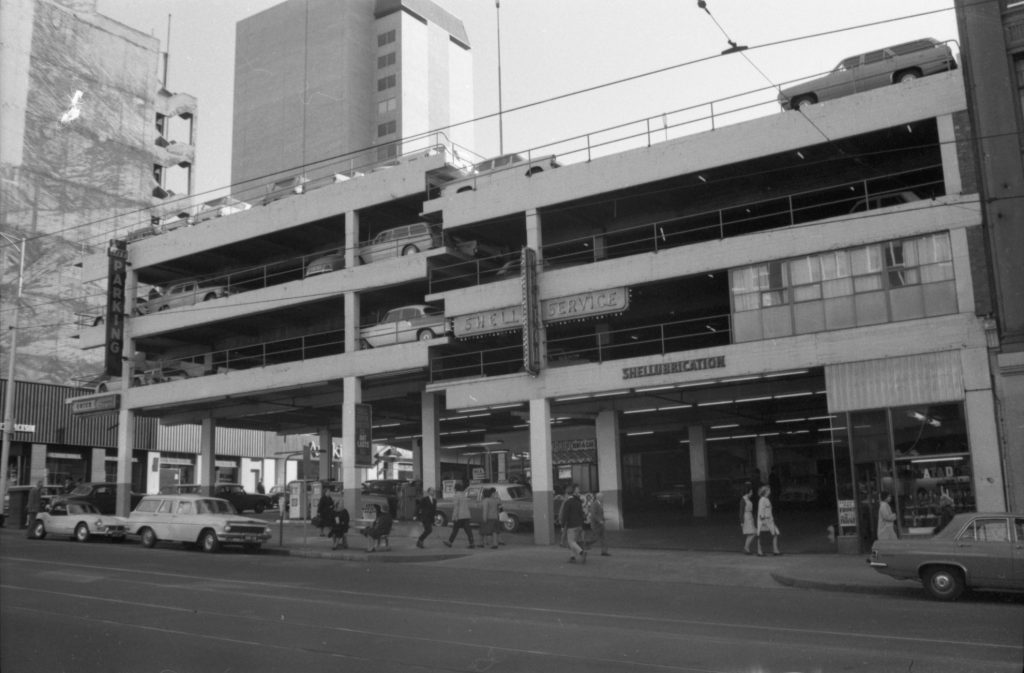 35A-62d Image of a multi-level car park, corner of Bourke Street and Hardware Lane