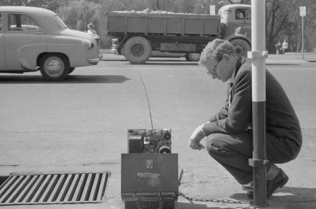 35A-63b Image showing a traffic counter in use by the Traffic Engineering Branch of the City Engineers Department