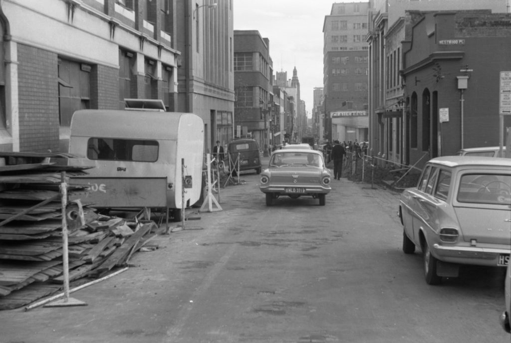 35A-68a Image showing construction materials for a car park on Little Collins Street