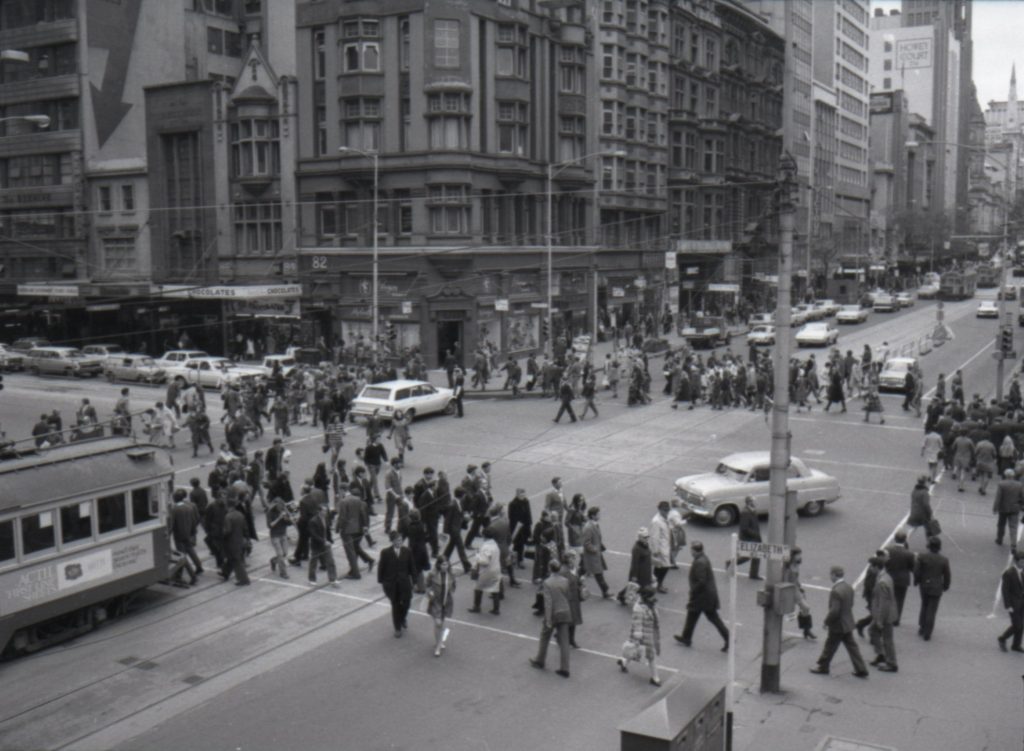 35B-14p Image of pedestrians crossing at Elizabeth Street and Collins Street