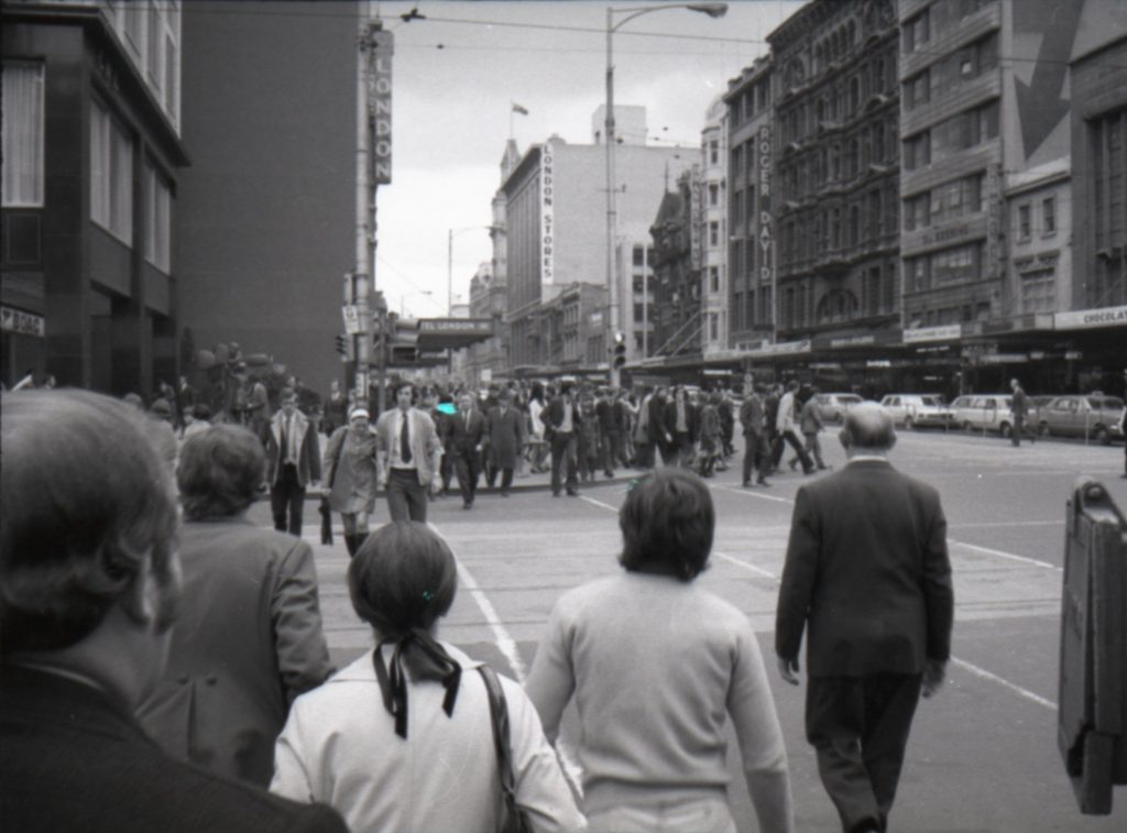 35B-14w Image of pedestrians crossing at Elizabeth Street and Collins Street