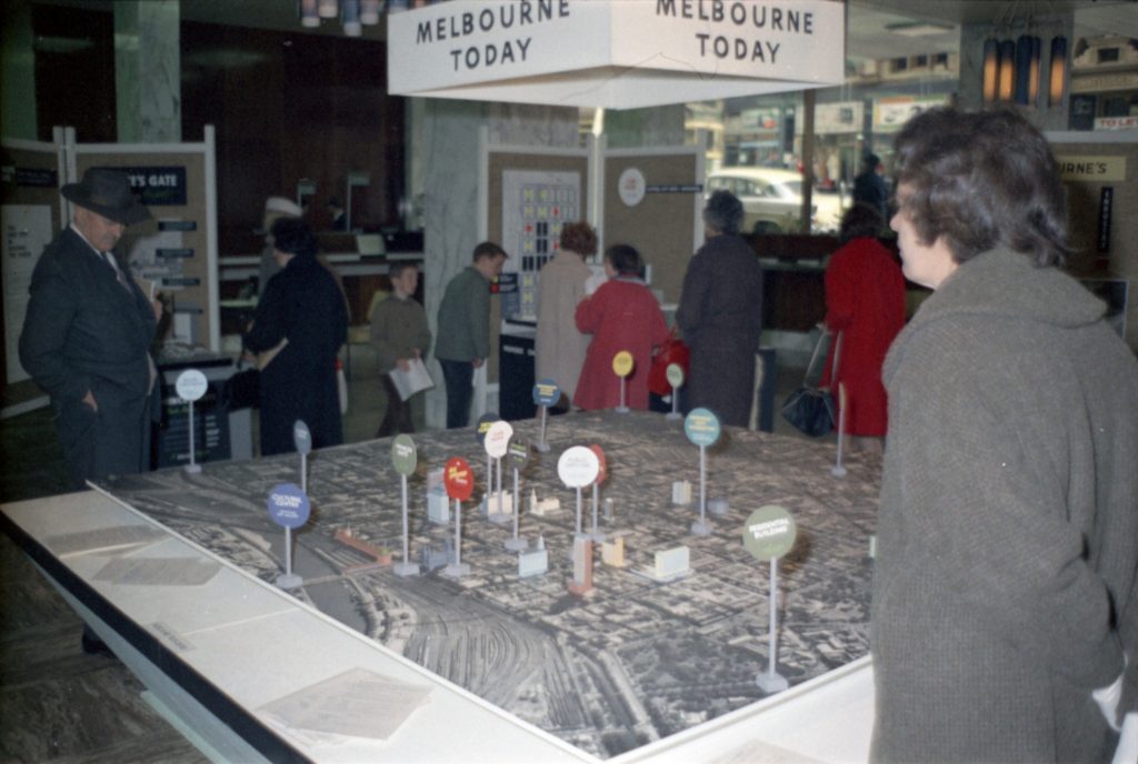 35B-42a Image of an aerial photograph of “Melbourne today” with 3D markers