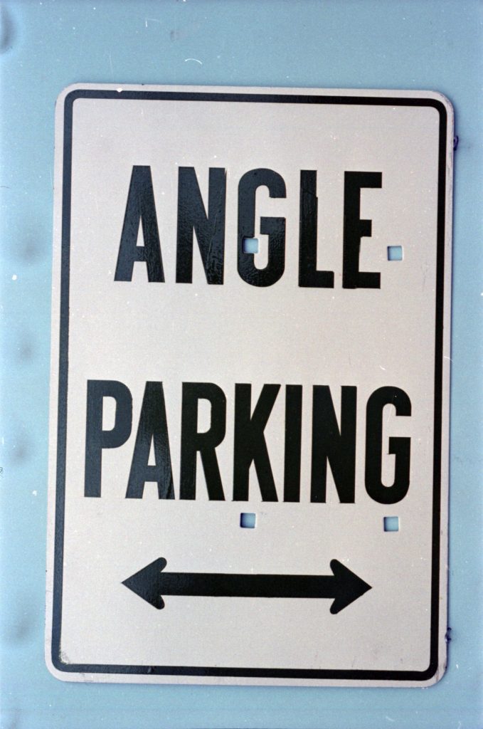 35B-51c Image of a sign marked “angle parking”