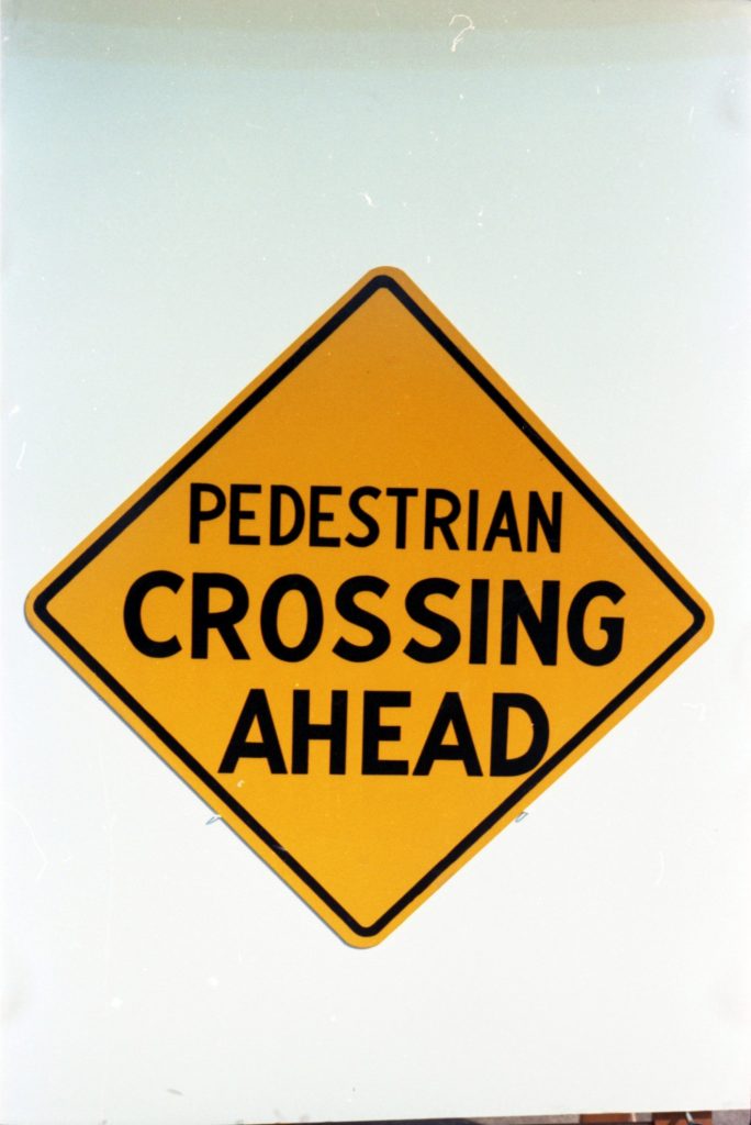 35B-53a Image of a sign marked “pedestrian crossing ahead”