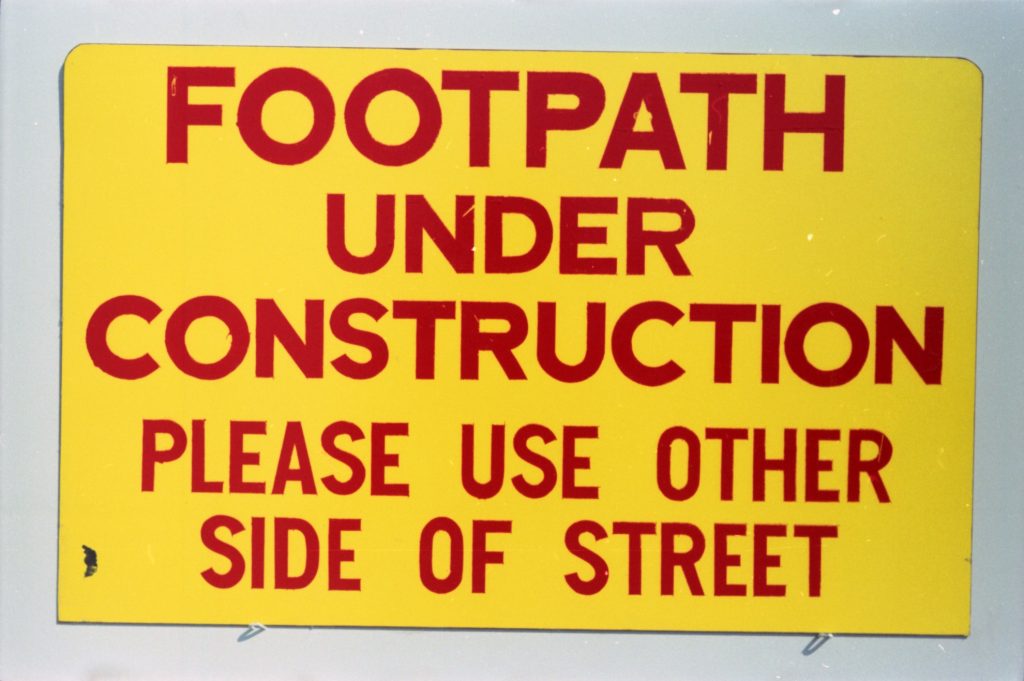 35B-56c Image of a sign for a footpath under construction